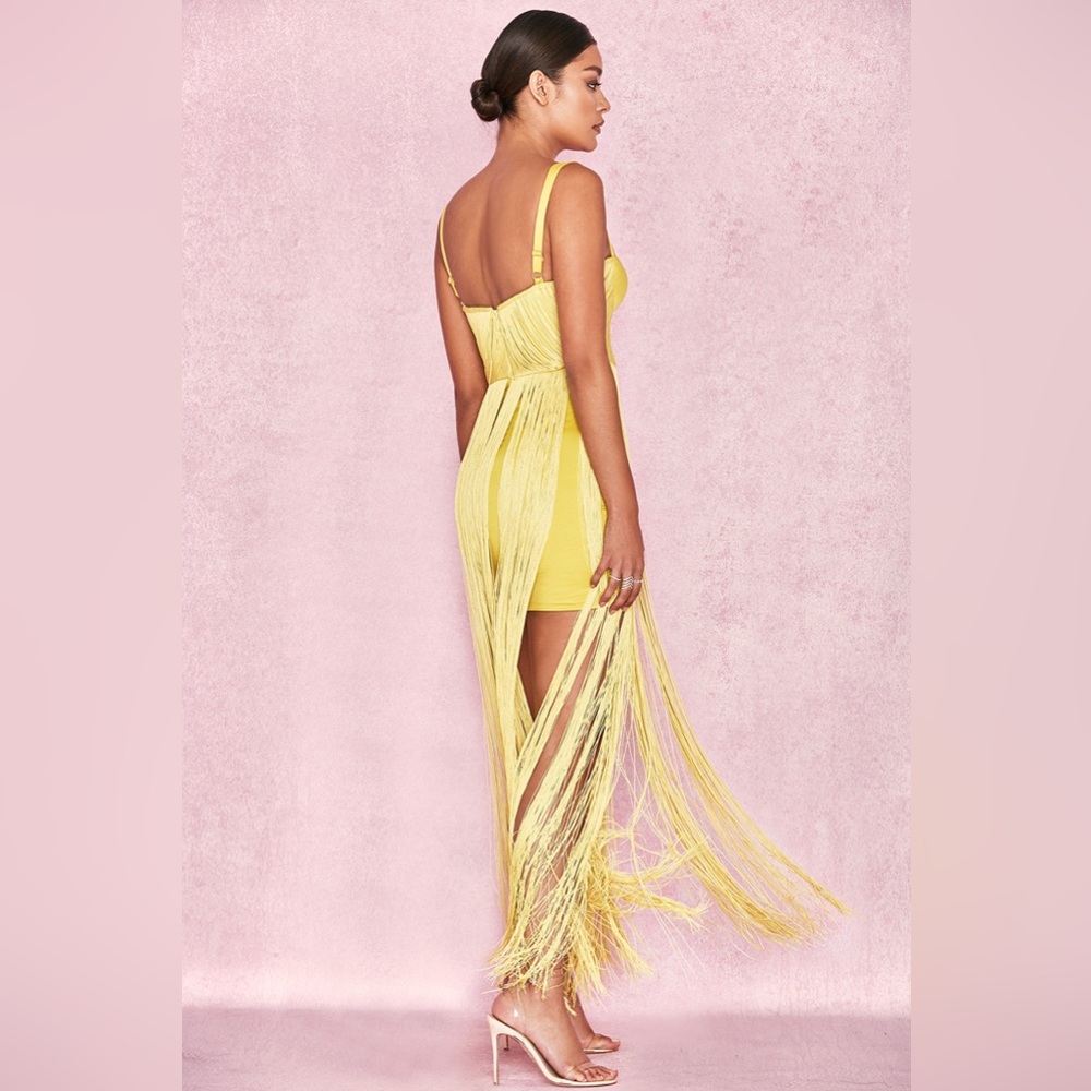 House of CB Sunshine Yellow Fringe Mini Dress - Picture 5 of 14